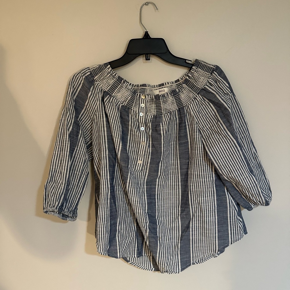 Women's Striped Top - Blue and White